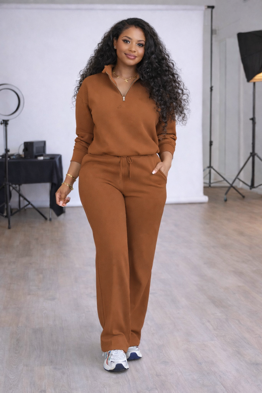 2-delt damesett med glidelås og bukse – stilren og komfortabel | LØVIA