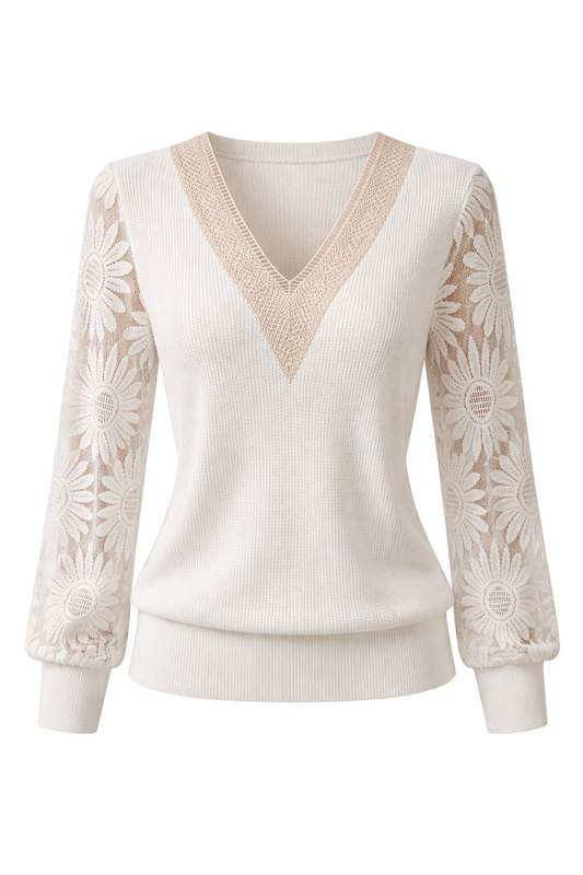 Blonde T-skjorte Dame med Blomsterermer | LØVIA