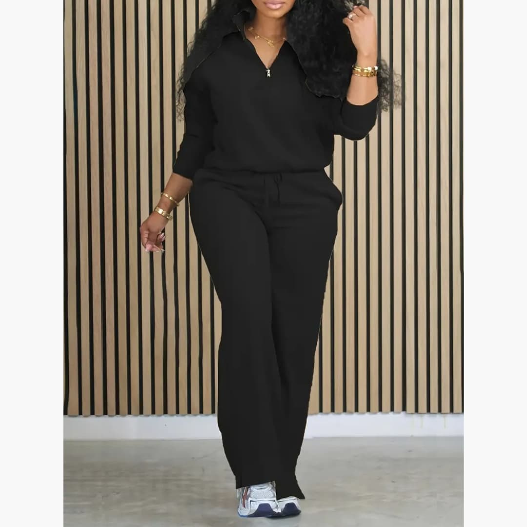 2-delt damesett med glidelås og bukse – stilren og komfortabel | LØVIA