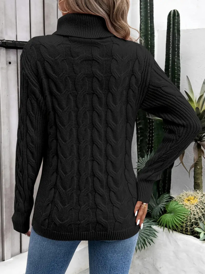 Kabelstrikket Høyhalset Genser Dame – LØVIA