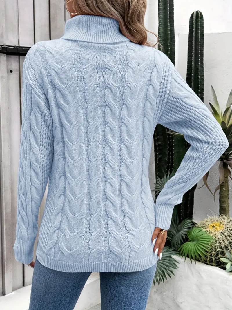 Kabelstrikket Høyhalset Genser Dame – LØVIA