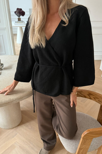 Anne Omslagscardigan – Svart