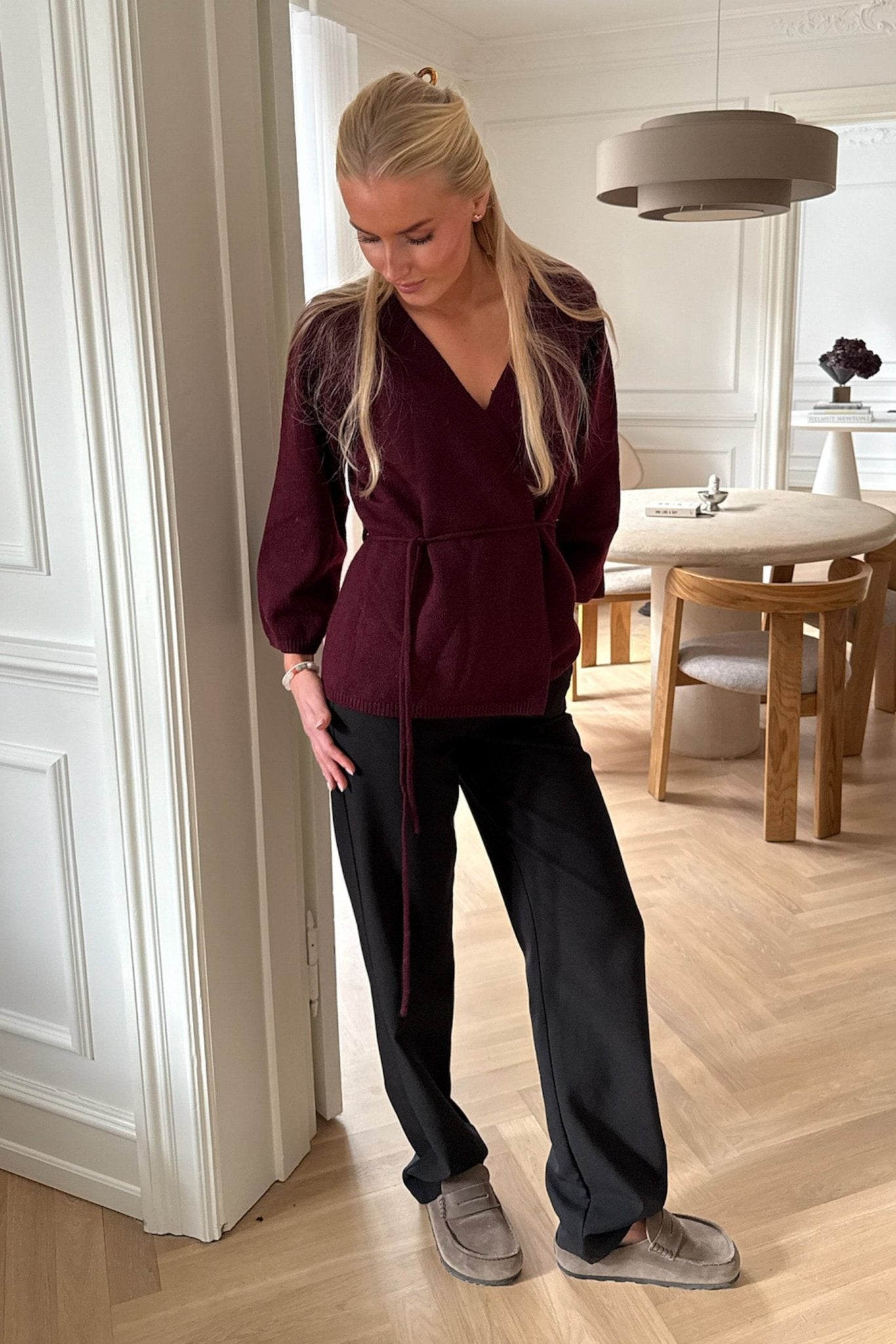 Anne Omslagscardigan – Burgunder