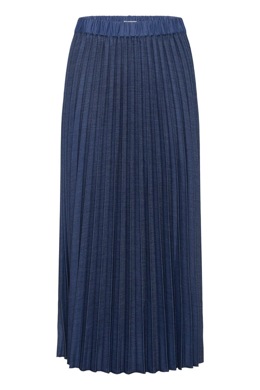 Cherriew Plisséskjørt i Mørk Denim