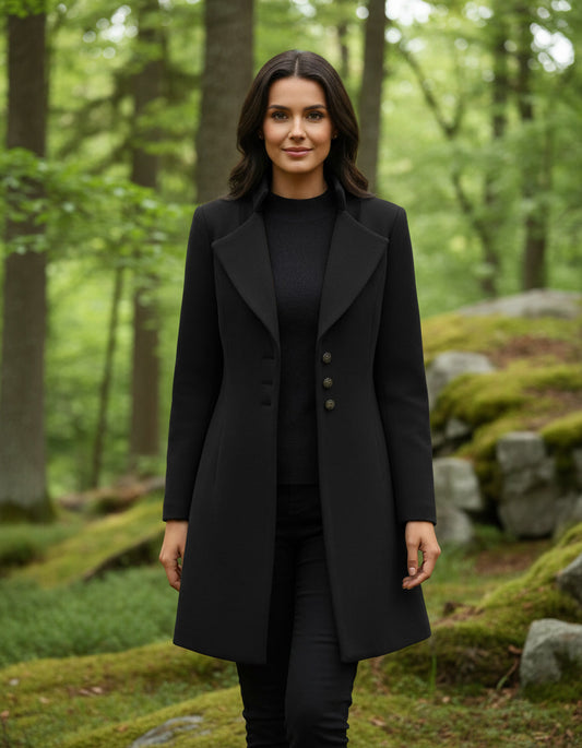 Italiensk Ullfrakk Dame Elegant – LØVIA