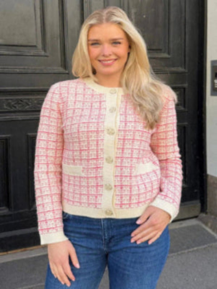Livia kort strikket cardigan – rosa