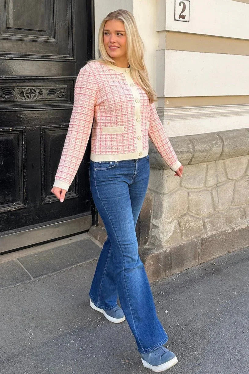 Livia kort strikket cardigan – rosa