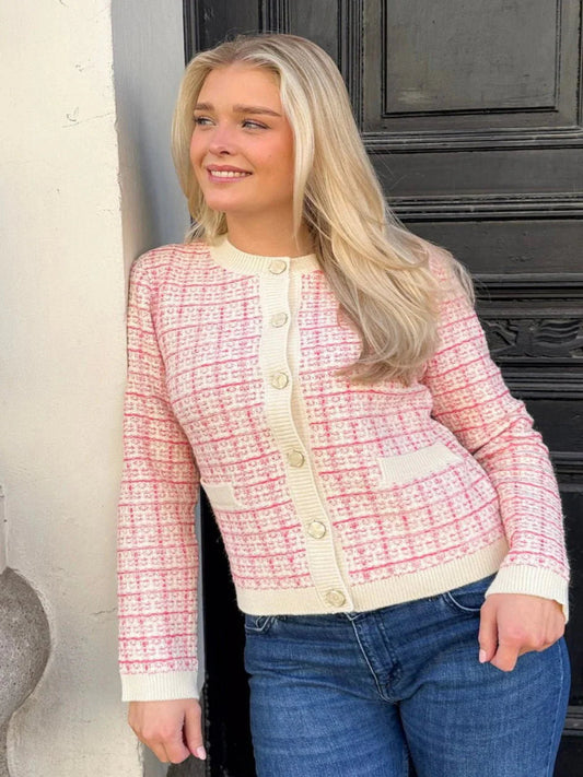 Livia kort strikket cardigan – rosa