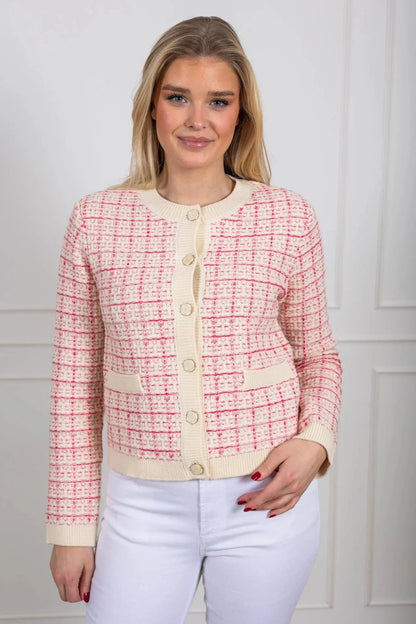 Livia kort strikket cardigan – rosa