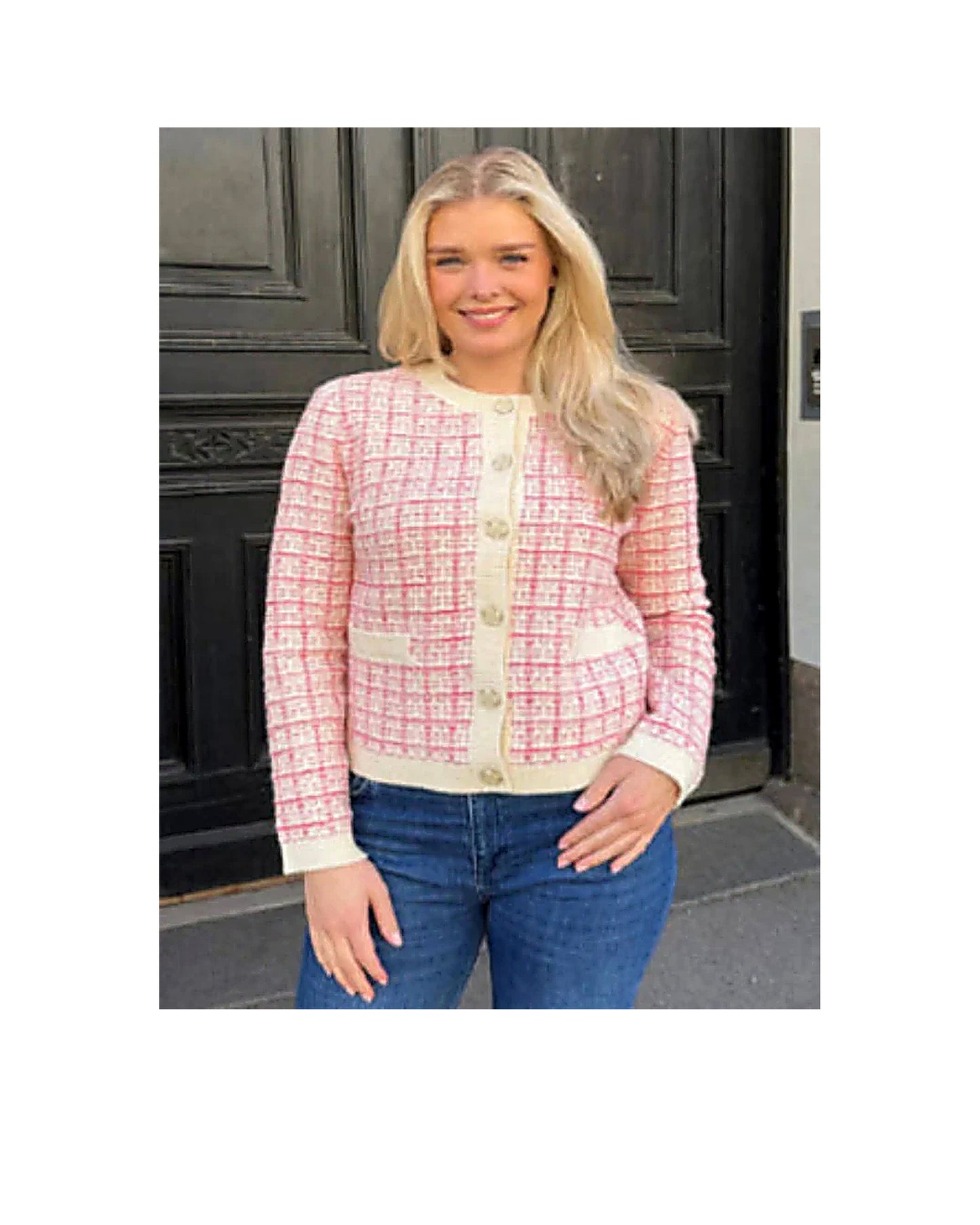 Livia kort strikket cardigan – rosa