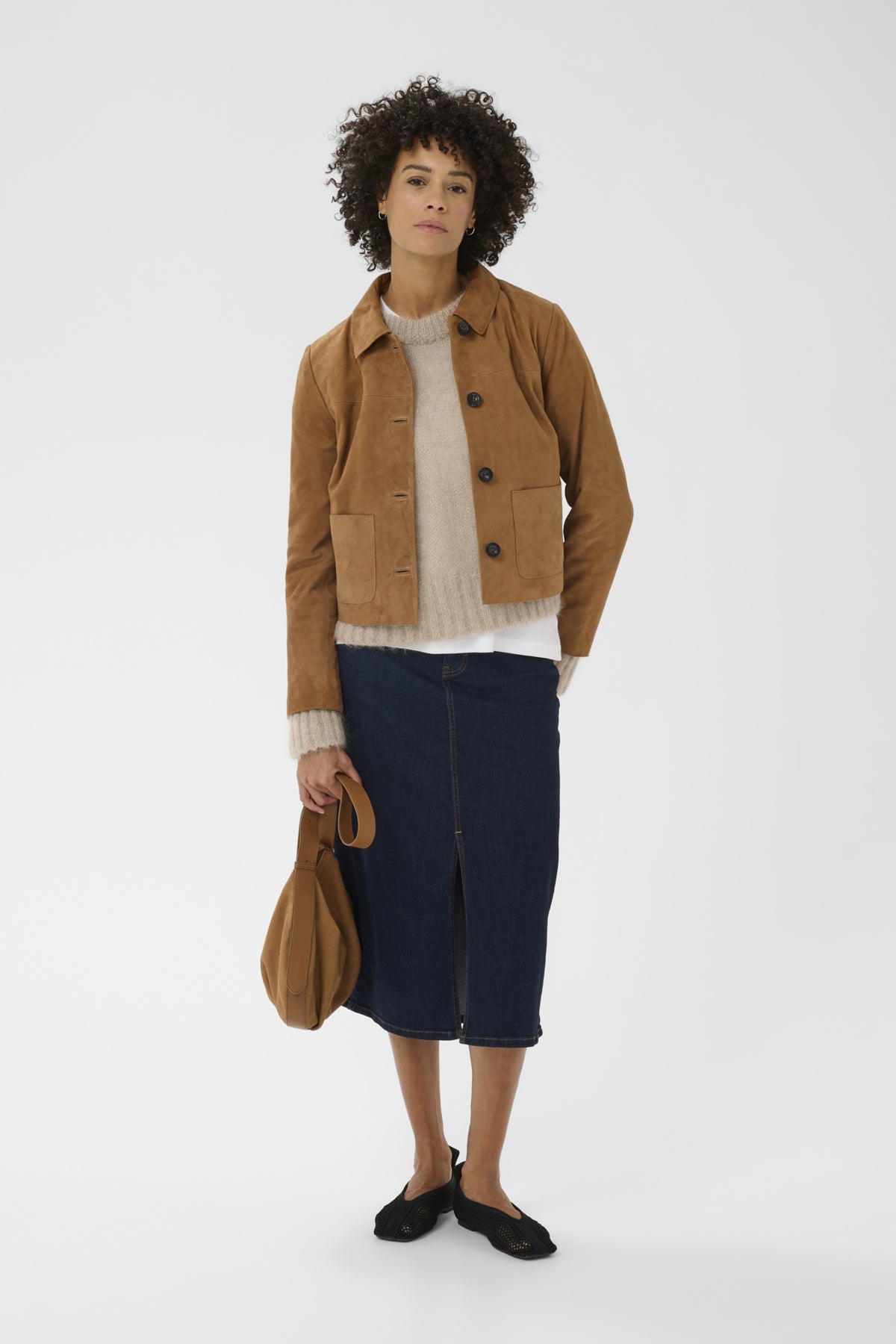 Nema Semsket Skinnjakke i Brun