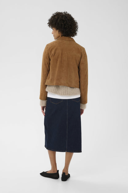 Nema Semsket Skinnjakke i Brun